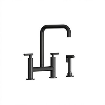 2-Handle Industrial 8 in Widespread Bridge Kitchen Faucet with Side Sprayer