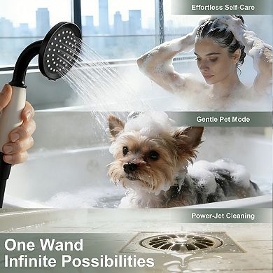 Single-Handle Freestanding Tub Faucet, Floor Mount Bathtub Filler with Hand Shower Rock-Solid Valve