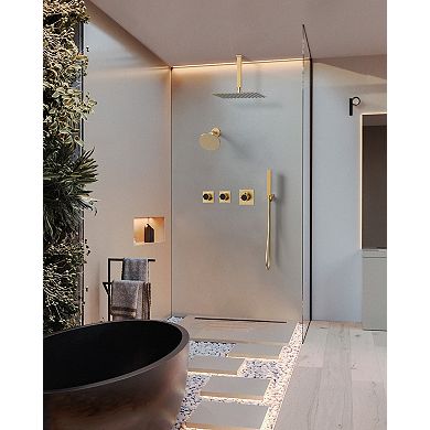12 in. 5-Spray Ceiling Mount Dual Fixed and Handheld Shower Head Shower Faucet