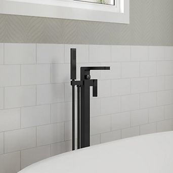 Single-Handle Floor Mount Freestanding Tub Faucet, Bathtub Filler with Hand Shower Includes Valve