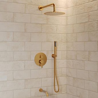Pressure Balance 3-Spray Wall Mount 10 in Fixed and Handheld Shower Head 2.5 GPM Valve Included