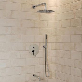 Pressure Balance 3-Spray Wall Mount 10 in Fixed and Handheld Shower Head 2.5 GPM Valve Included