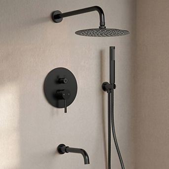 3-Spray Round High Pressure Wall Mount Rain Shower Kit, Tub & Shower Faucet Hand Shower with Valve