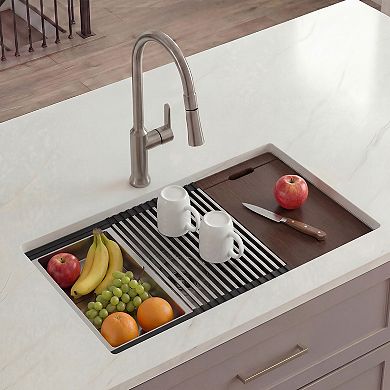 32 in. Undermount Single Bowl 16-Gauge Stainless Steel Kitchen Sink Basin