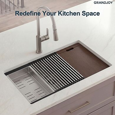 32 in. Undermount Single Bowl 16-Gauge Stainless Steel Kitchen Sink Basin