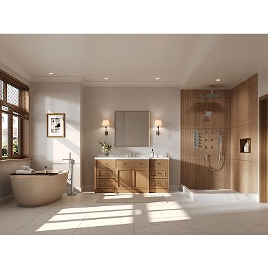 Dual 15-Spray Shower System with 16" Ceiling & 6" Wall Mount Shower Heads