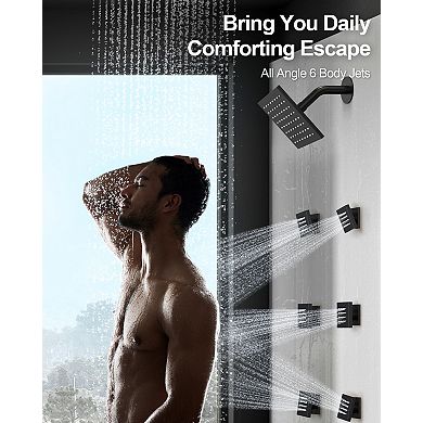 Dual 15-Spray Shower System with 16" Ceiling & 6" Wall Mount Shower Heads