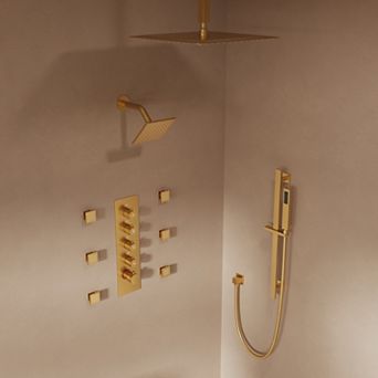 Dual 15-Spray Shower System with 16" Ceiling & 6" Wall Mount Shower Heads