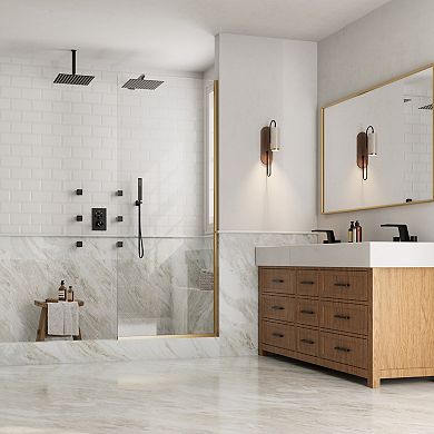 15-Spray Square 12 in. Thermostatic Multifunction Shower Faucet Handheld Shower Head