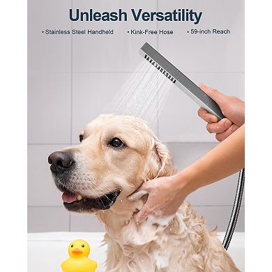 20" Quadruple Handles Ceiling Mount 15-Spray Dual Shower Head and Handheld Shower Head LED Bluetooth