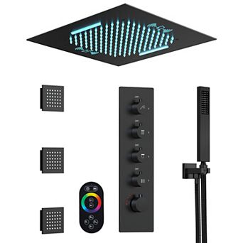 20 in Quadruple Handles Ceiling Mount 15-Spray Dual Shower Head and Handheld Shower Head
