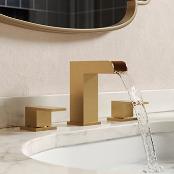 Waterfall Spout 8 in Widespread Double Handle Bathroom Faucet 1.2 GPM
