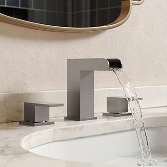 Waterfall Spout 8 in Widespread Double Handle Bathroom Faucet 1.2 GPM