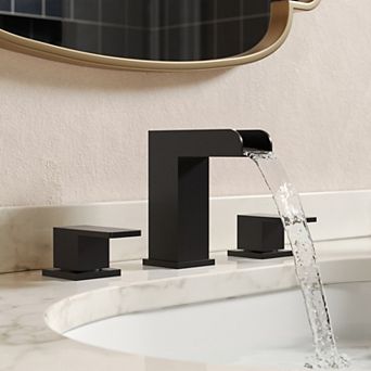 8 Inch Widespread Bathroom Faucet Assembly 3 Hole 2-Handle Waterfall Sink Faucet with Pop-Up Drain