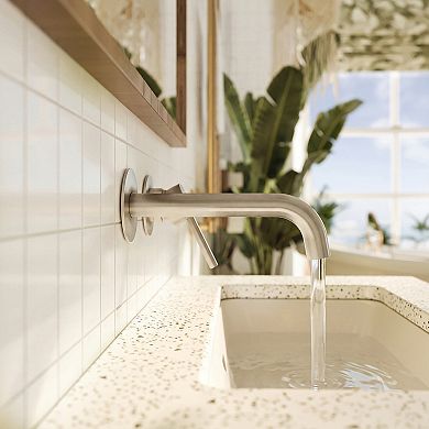 Long Spout Single Handle Wall Mounted Bathroom Sink Faucet 1.2 GPM