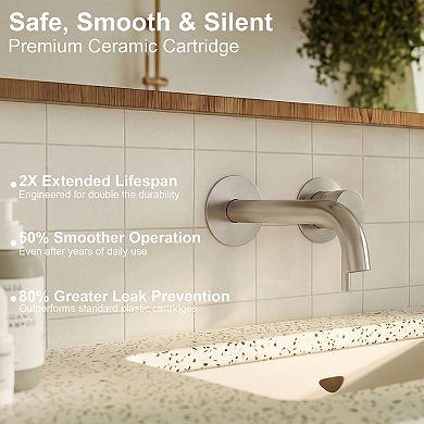 Long Spout Single Handle Wall Mounted Bathroom Sink Faucet 1.2 GPM