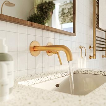 Long Spout Single Handle Wall Mounted Bathroom Sink Faucet 1.2 GPM