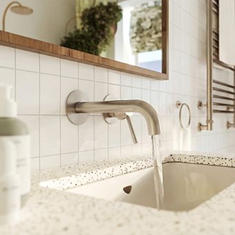 Long Spout Single Handle Wall Mounted Bathroom Sink Faucet 1.2 GPM