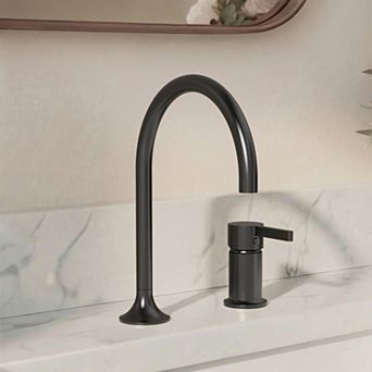 2-Hole Single Handle High-Arc Bathroom Sink Faucet 8 in Widespread Waterfall Flow Spout Pop-Up Drain