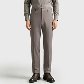 Men's Slim Fit Stretch Dress Pants Flat Front Business Casual Slacks