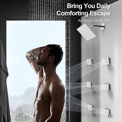 Dual 15-Spray Shower System with 16" Ceiling & 6" Wall Mount Shower Heads