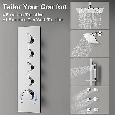 Dual 15-Spray Shower System with 16" Ceiling & 6" Wall Mount Shower Heads