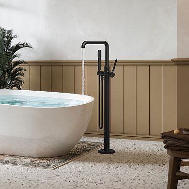 2-Handle Floor-Mount Clawfoot Tub Faucet with Hand Shower