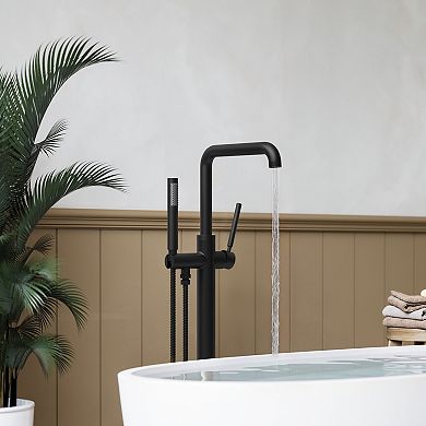 2-Handle Floor-Mount Clawfoot Tub Faucet with Hand Shower