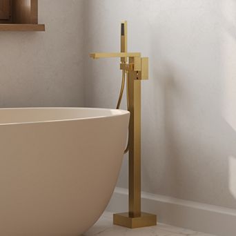 Floor Mount 2-Handle Freestanding Tub Faucet Claw Foot Tub Faucet Bathtub Filler with Hand Shower