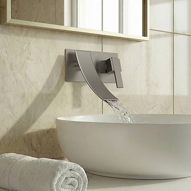 Waterfall Wall-Mounted Single Handle Modern Bathroom Faucet 1.2 GPM