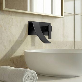 Streamline 1-Handle Wall Mounted Bathroom Faucet Waterfall Sink Faucet Vanity Faucet Pop-Up Drain