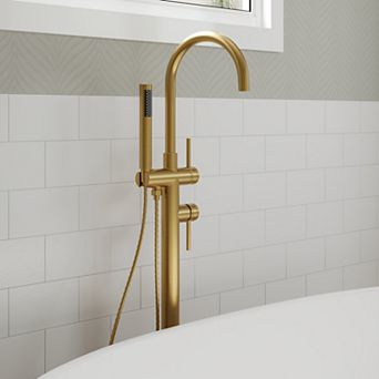 Floor Mount 2-Handle Freestanding Tub Faucet Claw Foot Tub Faucet Bathtub Filler with Hand Shower