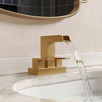 4 in Centerset 8 in Widespread Waterfall Spout 2-Handle Bathroom Faucet 1.2 GPM with Pop up Drain