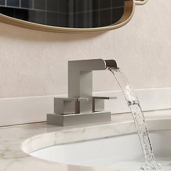4 in Centerset 8 in Widespread Waterfall Spout 2-Handle Bathroom Faucet 1.2 GPM with Pop up Drain