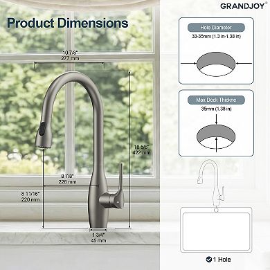 16 in. Height 2-Spray 360° Spout Swivel Single-​Handle Pull Down Sprayer Kitchen Faucet