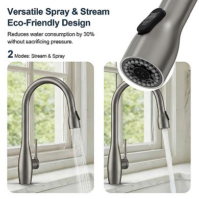 16 in. Height 2-Spray 360° Spout Swivel Single-​Handle Pull Down Sprayer Kitchen Faucet