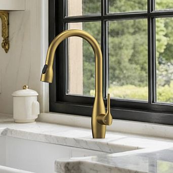16 in Height 2-Spray 360° Spout Swivel Single-​Handle Pull Down Sprayer Kitchen Faucet