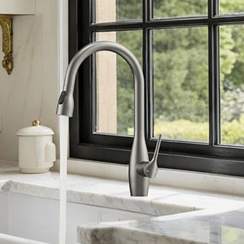 16 in Height 2-Spray 360° Spout Swivel Single-​Handle Pull Down Sprayer Kitchen Faucet