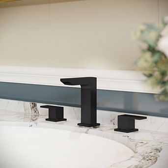 Waterfall 3-Hole Mid-Arc 8 in Widespread Double Handle Bathroom Sink Faucet