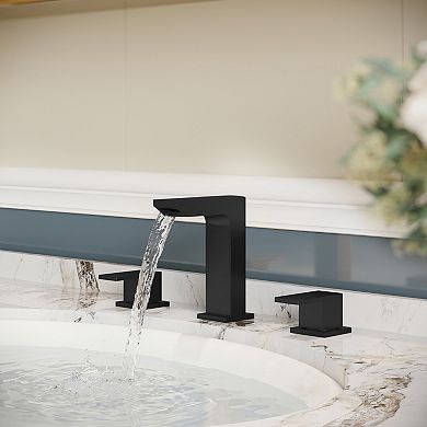 Waterfall 3-Hole Mid-Arc 8 in. Widespread Double Handle Bathroom Sink Faucet