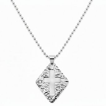 Women's Geometric Cross Stainless Steel Necklace - 24"