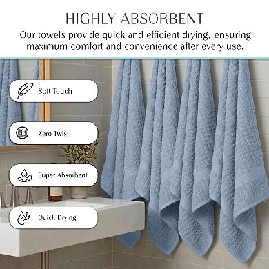Home Weavers Willow Bath Towels Set, Cotton Zero Twist, 630 GSM Soft, Absorbent, Quick Dry