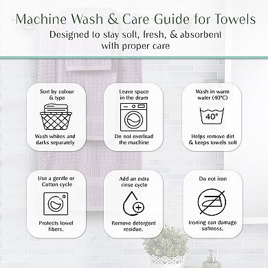 Home Weavers Willow Bath Towels Set, Cotton Zero Twist, 630 GSM Soft, Absorbent, Quick Dry