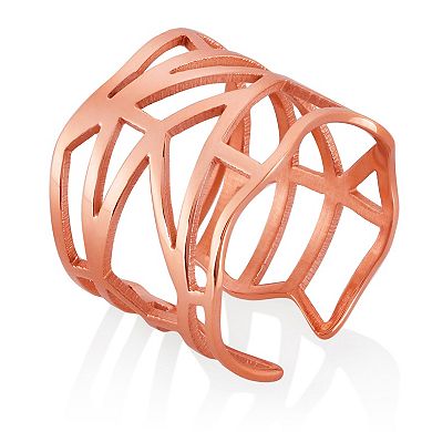 ELYA Polished Geometric Open Cuff Ring
