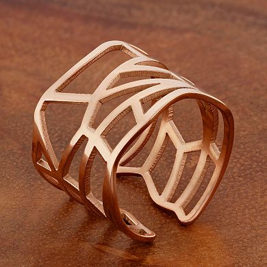 ELYA Polished Geometric Open Cuff Ring