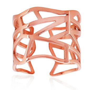 ELYA Polished Geometric Open Cuff Ring