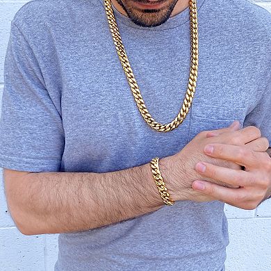 Crucible Men's 12mm Width Curb Chain Steel Bracelet