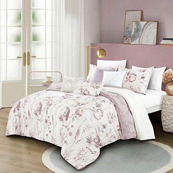 Mauve Floral Comforter Set