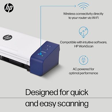 HP PS200W Portable Duplex Document Scanner USB Wi-Fi Auto-Feed Compact Digital Scanner for PC