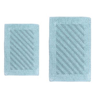 Knightsbridge ShootingStar 220 GSF Reversible Bath Rug Set, 2 pc - 17x24 and 21x34", Light Blue